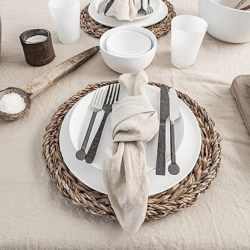 Moss Green Linen Handmade Napkins for Dining Table Decoration Dinner and Wedding - Image 4